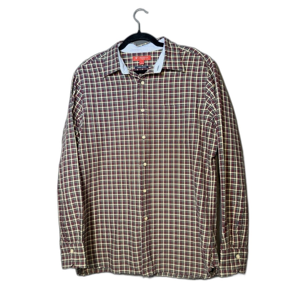 Cremieux Button Down Slim Fit Large Multi Plaid Supima Cotton Casual - Picture 1 of 8